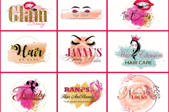 design feminine water colour and beauty salon logo