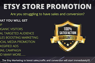 promote your etsy store to increase traffics,sales and conversions