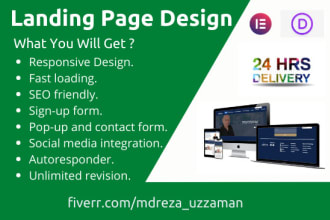 create a modern wordpress elementor landing page or sales funnel