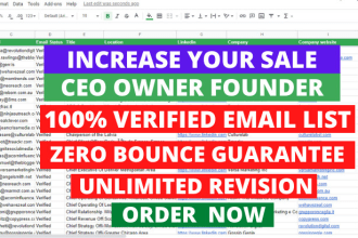 find, name emails of CEO founder owner director vp partner head