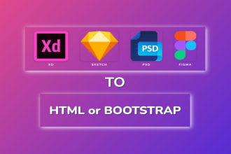 convert psd to html css bootstrap 5 responsive, xd to html, figma to html