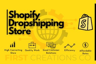 build shopify website, shopify store , automated shopify dropshipping store