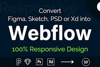 create a responsive webflow website from figma, xd, or PSD