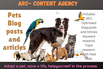 write SEO blogs and articles about pets like cats, dogs