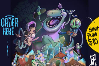 make colorful graffiti and character illustration