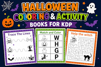 design halloween coloring pages and kids activity books for kdp