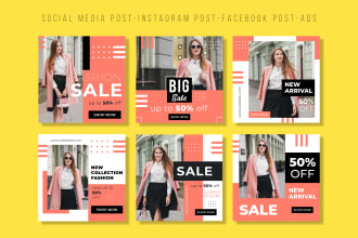 design social media post, instagram post facebook post banner ads insta ig fb