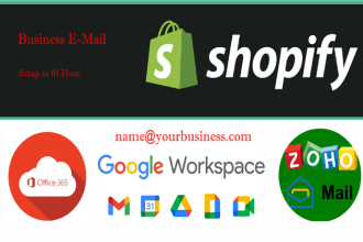 do business email zoho mail, google, microsoft  with shopify and website domain