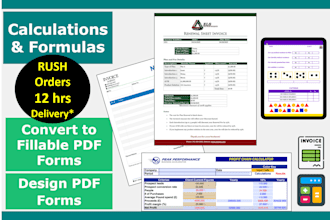 create fillable PDF forms, worksheets with custom calculations and formulas