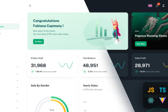 design and develop dashboard, web app, CRM and admin panel