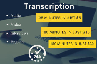 transcribe podcast ,medical and youtube audio or video to text in english