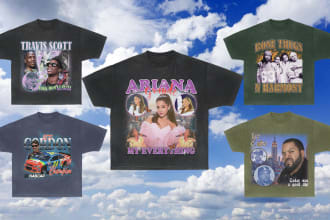 design a crazy vintage old school 90s bootleg rap t shirt