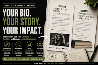 write a professional bio for artists and authors