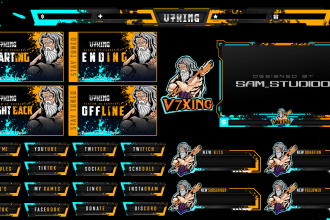 design professional custom animated twitch overlay, twitch stream package