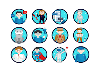 create design vector custom icons set for game, app, website