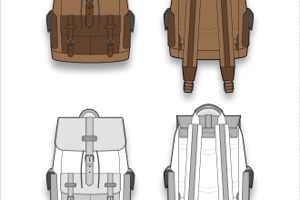 do bags technical flats sketch and tech pack