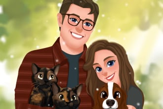 draw your portrait in disney cartoon style