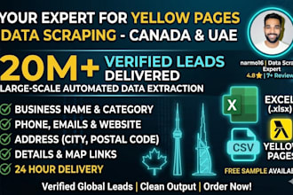 scrape yellow pages canada and uae in 24 hours