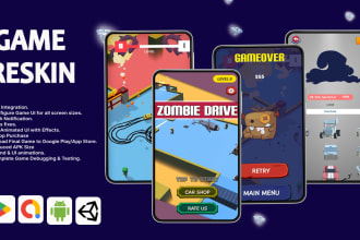 develop and reskin 2d and 3d unity games for mobile and PC