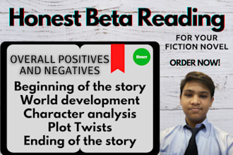 beta read and give honest critique for your fiction novel