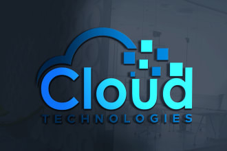 design tech cloud crypto cyber security and technology logo