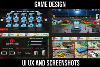 create a game design, UI, screenshots, backgrounds for game