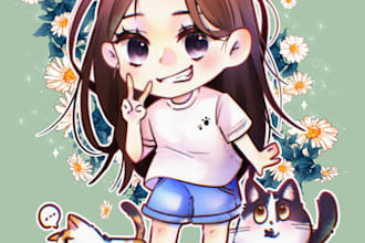 draw cute chibi anime art for you