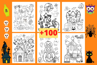 provide 100 halloween coloring pages book interior design for KDP, etsy