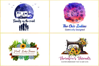 design watercolor, hand drawn, floral, feminine logo