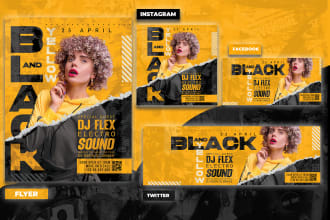 do exceptional dj, club party, concert instagram event flyer in 8 hours