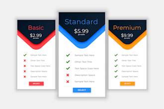 make a html and a wordpress pricing table