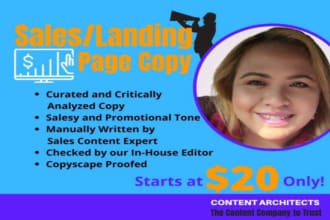 write landing page or sales page copy