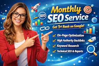 do complete monthly SEO service with on page and off page for 1st rank