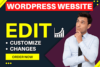 edit, customize, make changes to, wordpress website, or install a premium theme