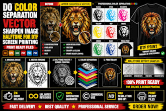 do color separation, vector, halftone for dtf and screen printing