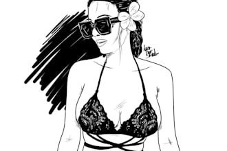 draw digital line art portrait or hot portrait