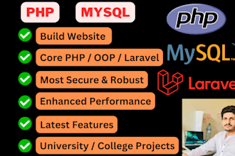develop websites in PHP pdo oop, mysql, laravel jquery ajax