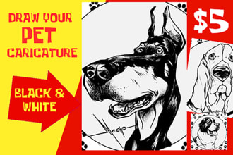draw a caricature of your dog cat or other pet