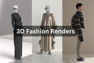 make 3d fashion garment, modelling, texturing, rendering