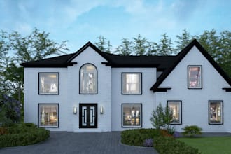 make 3d house, office rendering and front elevation design
