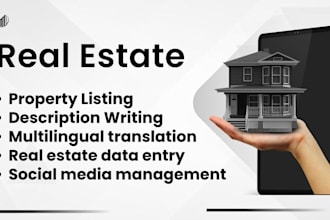 real estate property listing, description writing and data entry