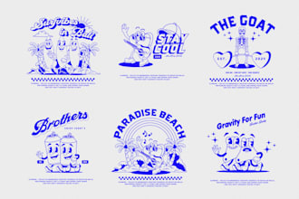design custom retro characters for patches and t shirts
