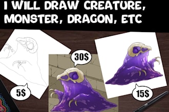 draw creature, monster, dragon for your dnd and etc