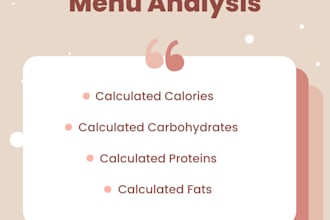 do nutritional analysis and recipe analysis for your menus