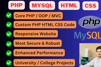 be your core PHP developer, mysql xamp  phpmyadmin database