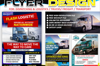 design dispatching logistics services trucks flyers
