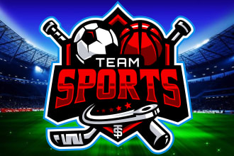 design dynamic sports logo for team, sports club and business