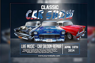design car show modern carwash auto detailing flyer poster or brochure