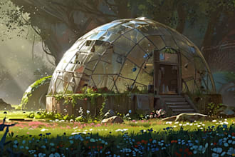 create 5 scifi landscape art for you