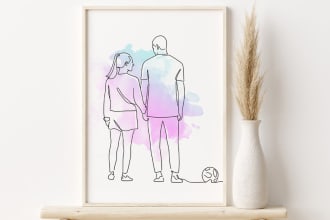 draw couple and wedding portrait drawing
